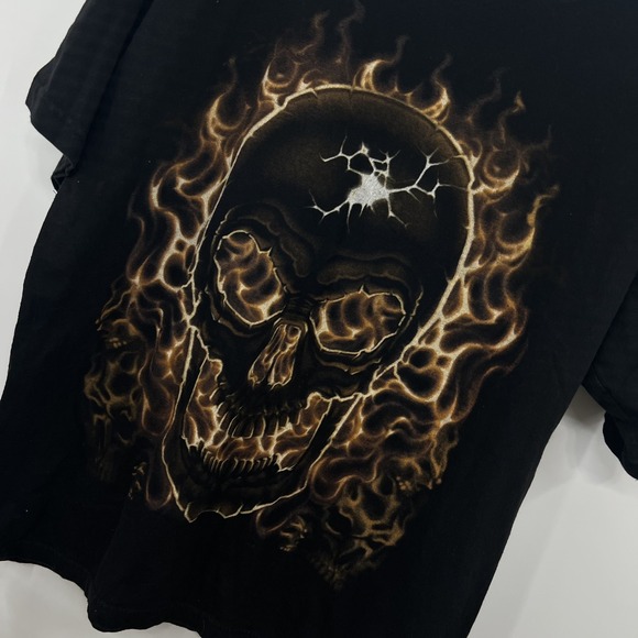 Hoss Tee Other - vintage Y2K Flame Skull T Shirt Mens L Pinkman Hip Hop Grunge Skater MMA Tapout